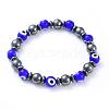 Handmade Evil Eye Lampwork Beads Stretch Bracelets BJEW-JB04461-02-7