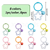 8Pcs 8 Colors Glitter Acrylic Star Pendant Stitch Markers with Bell HJEW-AB00680-2