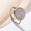 Half Round Natural Rose Quartz Finger Rings RJEW-M062-01P-17-1