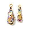 2Pcs Electroplated Natural Quartz Crystal Dyed Copper Wire Wrapped Pendants PALLOY-JF03171-01-1