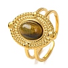 Oval Natural Tiger Eye Finger Rings RJEW-Q822-51G-01-1