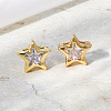 Fashionable Pentagram Brass Stud Earrings MI7430-1