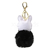 Imitation Rex Rabbit Fur Ball & PU Leather Fox Pendant Keychain KEYC-K018-04KCG-03-2