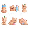 6Pcs Cute Resin Bear Figurines JX316A-1