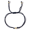 Adjustable Brass Round Bead Polyester Braided Cord Bracelets for Women ZQ0354-1-1