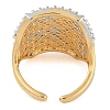 Square Brass Micro Pave Clear Cubic Zirconia Open Cuff Ring for Women RJEW-Q819-12G-3