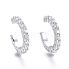 Brass Micro Pave Clear Cubic Zirconia Cuff Earrings EJEW-I249-14P-1