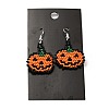 Glass Seed Braided Jack-O-Lantern Dangle Earrings EJEW-B012-08-2