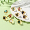 Oval Natural & Synthetic Gemstone Finger Rings RJEW-Q004-01G-1