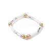 Glass Bugle & Brass Beads Stretch Rings for Women RJEW-JR00692-1