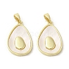 Brass Pave Shell Pendants KK-I708-08A-G-1