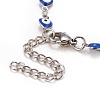 Enamel Heart with Evil Eye Link Chains Bracelet BJEW-P271-06P-02-3