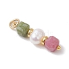 Natural Colorful Tourmaline Faceted Cube and Cultured Freshwater Pearl Potato Pendants PALLOY-JF04970-4