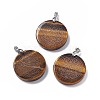 Natural Tiger Eye Pendants G-P491-03P-05-1