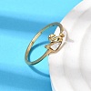 304 Stainless Steel & Natural Shell & Imitation Pearl Cuff Rings for Women RJEW-G372-01G-02-2