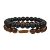 Volcano Stone Black Matte Black Gallstone Wood Beads Bracelet Set Combination Hip Hop Elastic Bracelet Bracelet Bracelet WQ1083-7-1