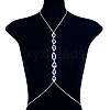 Alloy Capri Blue Rhinestone Teardrop Sexy Body Chains for Bikini WG908AC-02-4