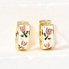 Flower Brass Hoop Earrings EJEW-D352-07G-1