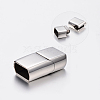 Tarnish Resistant Rectangle 304 Stainless Steel Magnetic Clasps with Glue-in Ends STAS-I037-14-2