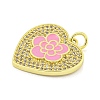 Rack Plating Heart with Flower Brass Micro Pave Clear Cubic Zirconia KK-Z053-23G-02-2