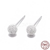 Textured 925 Sterling Silver Ball Stud Earrings X-EJEW-L202-004A-1