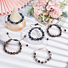 ANATTASOUL 5Pcs 5 Styles Natural & Synthetic Mixed Gemstone Round & Evil Eye Braided Bead Bracelets Set BJEW-AN0001-54-5