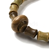 Sandalwood Verawood Bamboo Joint Beaded Stretch Bracelet BJEW-B080-13D-3