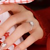 Rhodium Plated 925 Sterling Silver Pave 5.2x3.1mm Moissanite Finger Rings for Women WG1E35D-37-4