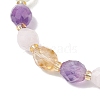 Natural Amethyst & Rose Quartz & Prehnite & Citrine Beads Stretch Bracelets for Women Men BJEW-JB11459-3