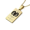 304 Stainless Steel Black Enamel Rectangle with Constellation Pendant Necklaces NJEW-I128-01B-1