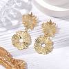 Brass Flower Dangle Stud Earrings EJEW-JE06226-1