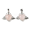 Natural Rose Quartz with Clear Cubic Zirconia Pendants G-G133-02P-26-1