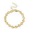 Heart Brass Pave Cubic Zirconia Link Chain Bracelets for Women BJEW-P385-07G-06-1