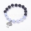 Natural Lava Rock Beads Charm Bracelets BJEW-JB03369-2