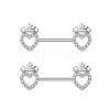 304 Stainless Steel Micro Pave Clear Cubic Zirconia Nipple Rings WGA4B87-03-1