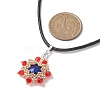 Flower Glass Seed Beads Pendant Necklaces NJEW-MZ00047-02-3