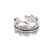 Leaf Wrap Alloy Open Cuff Ring for Women RJEW-N029-102-1