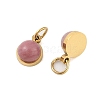 Ion Plating(IP) Natural Rhodonite Half Round Charms with Jump Ring STAS-A097-05G-03-2