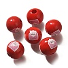 Valentine's Day Element Printed Wood Beads WOOD-R002-01-18-1