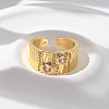 Brass Micro Pave Clear Cubic Zirconia Cuff Rings for Women RJEW-U041-13G-2