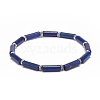 Natural Lapis Lazuli(Dyed) Column Beaded Stretch Bracelet BJEW-JB08989-02-1