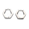 304 Stainless Steel Hexagon Huggie Hoop Earrings STAS-H156-03A-P-2