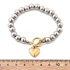 304 Stainless Steel Beaded Stretch Bracelets for Women BJEW-C089-06GP-5