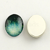 Galaxy Starry Sky Pattern Flatback Oval Glass Cabochons GGLA-R022-25x18-03-2