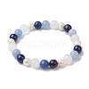 Natural White Jade & Lapis Lazuli & Pearl Round Beaded Stretch Bracelets for Women BJEW-JB11041-02-1
