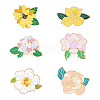  6Pcs 6 Style Flower Enamel Pin JEWB-TA0001-13-1