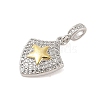 Rack Plating Brass Micro Pave Clear Cubic Zirconia Pendants KK-S380-37A-P-2