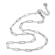 304 Stainless Steel Paperclip Chain Necklace NJEW-D045-14P