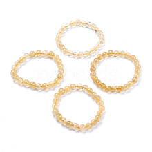 Natural Citrine Round Beads Stretch Bracelet BJEW-LS0001-09