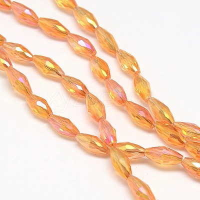 Electroplate Crystal Glass Rice Beads Strands EGLA-F042-A14-1